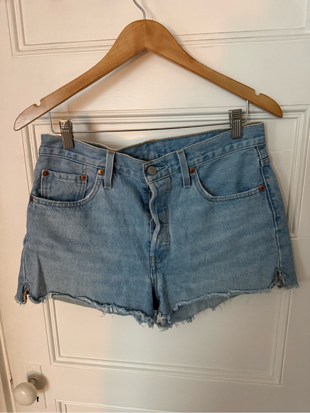 Levi's 501 Light Blue Denim Cutoff Jean Shorts